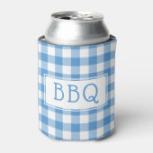 Klassieke Light Blue White Gingham Pattern BBQ Par Blikjeskoeler (Blikje Voorkant)