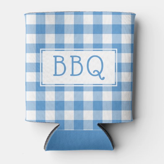 Klassieke Light Blue White Gingham Pattern BBQ Par Blikjeskoeler (Voorkant)