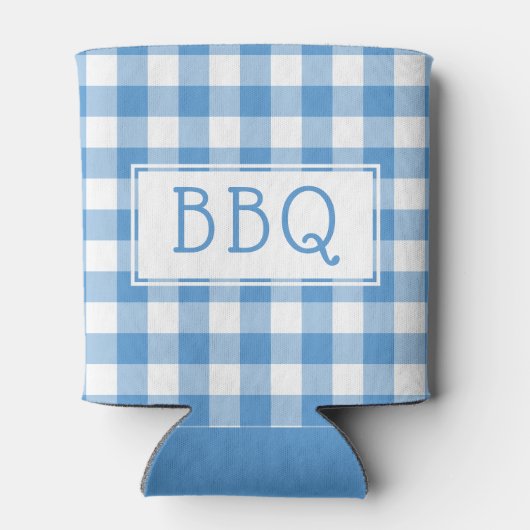 Klassieke Light Blue White Gingham Pattern BBQ Par Blikjeskoeler (Achterkant)