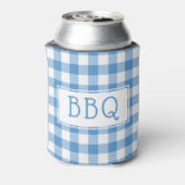 Klassieke Light Blue White Gingham Pattern BBQ Par Blikjeskoeler (Blikje Achterkant)