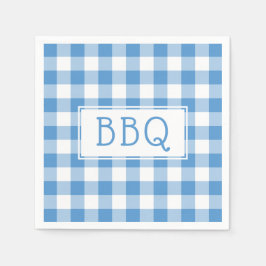 Klassieke Light Blue White Gingham Pattern BBQ Par Servet