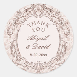 Klassieke  Lijst bruiloft Ronde Sticker