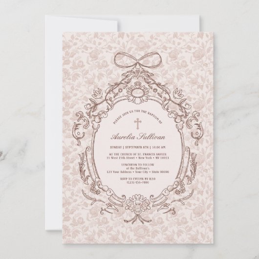 Klassieke  Lijst doop uitnodiging (Voorkant)