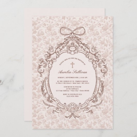 Klassieke  Lijst doop uitnodiging (Voorkant / Achterkant)