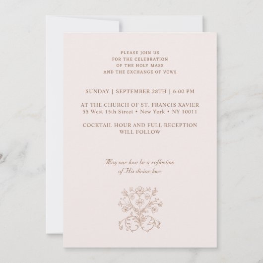 Klassieke  Lijst Katholieke bruiloft uitnodiging (Achterkant)