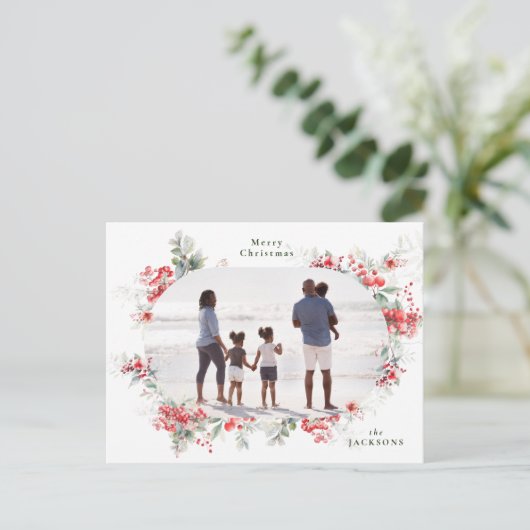 Klassieke lijst kransen Foto Kerstmis Feestdagenkaart (Staand voorkant)