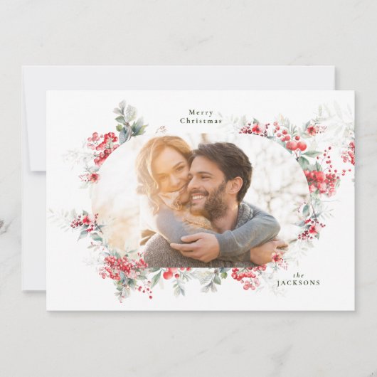 Klassieke lijst kransen Foto Kerstmis Feestdagenkaart (Voorkant)
