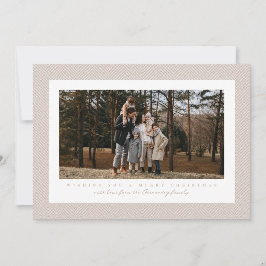 Klassieke lijst neutrale beige kerstfoto feestdagenkaart (Voorkant)