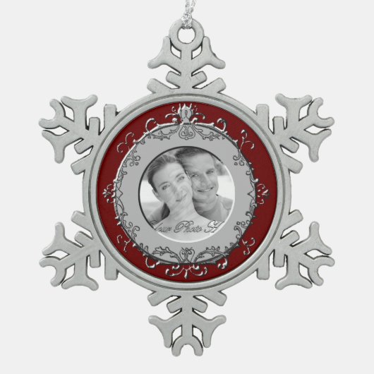 Klassieke Lijst van de Foto van de Rol (Zilver) Tin Sneeuwvlok Ornament (Voorkant)