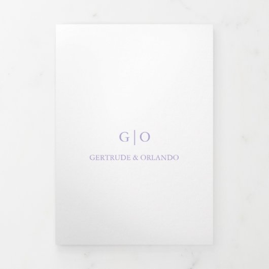 Klassieke Lila elegante bruiloft Drieluik Uitnodiging (Cover)