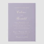 Klassieke Lila elegante bruiloft Vellum Uitnodigingen (Voorkant)