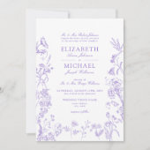 Klassieke Lila Lavendel Chinoiserie Bloemenbruilof Kaart (Voorkant)