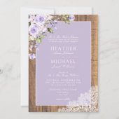 Klassieke Lila lavender Rustic Wood Weddenschap Kaart (Voorkant)
