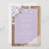 Klassieke Lila lavender Rustic Wood Weddenschap Kaart (Voorkant)