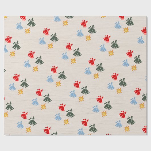 Klassieke Linnen Jingle Bell Star Kerstmis Cadeaupapier (Vlak)