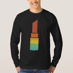 Klassieke lippenstift kunstwerk vervaagd make-up t-shirt