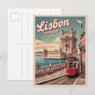 Klassieke Lissabon Portugal reis tram cadeaus Briefkaart