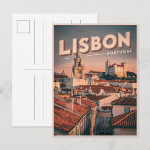 Klassieke Lissabon silhouet Portugal reis geschenk Briefkaart