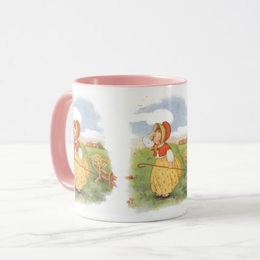 Klassieke Little Bo Peep Moeder Ganzen Nursery Rij Mok (Voorkant links)