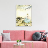 Klassieke Little Miss Muffet door Arthur Rackham Canvas Afdruk (Insitu (Woonkamer))