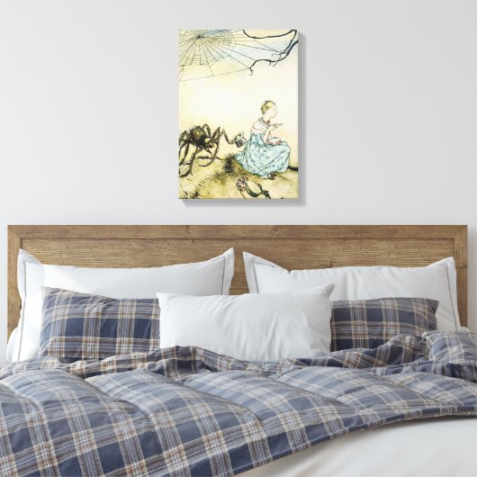 Klassieke Little Miss Muffet door Arthur Rackham Canvas Afdruk (Insitu (Slaapkamer))