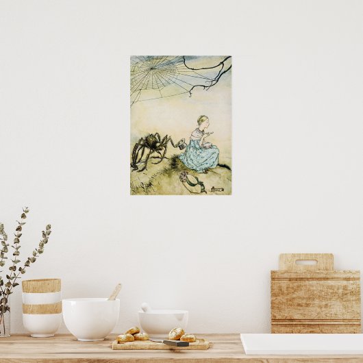 Klassieke Little Miss Muffet door Arthur Rackham Poster (Keuken)
