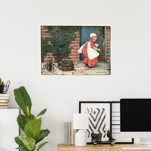 Klassieke Little Miss Muffet Spin Kinderrijmpje Poster (Thuiskantoor)