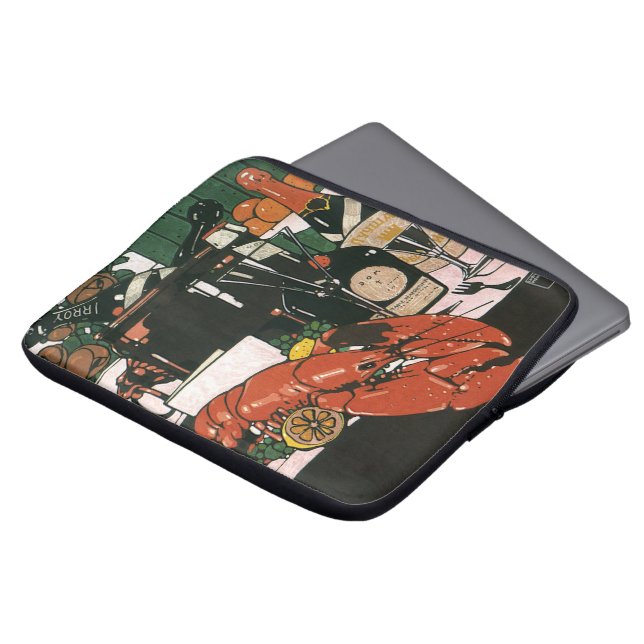 Klassieke Lobster Champagnetafel; Elegant Feest Laptop Sleeve (Voorkant top)