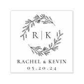 Klassieke Lofthuiskrans Bruilofts Monogram Naam Zelfinktende Stempel (Design)
