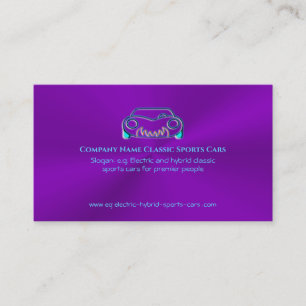 Klassieke logo - Ice Blue Sportscar op paars Visitekaartje