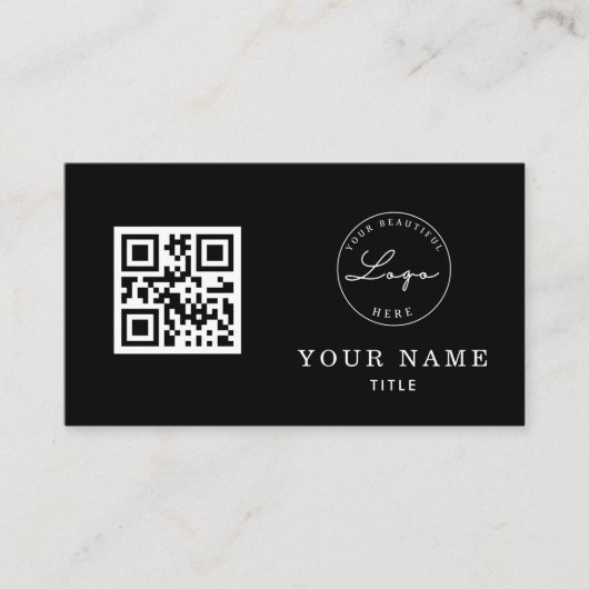 Klassieke Logo QR Code Professional zwart Visitekaartje (Voorkant)