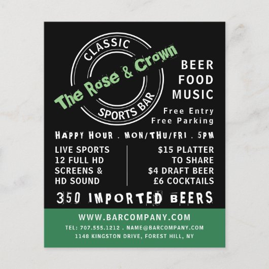 Klassieke Logo sportbalk, Pub/Brewery Adverteren Flyer (Voorkant)