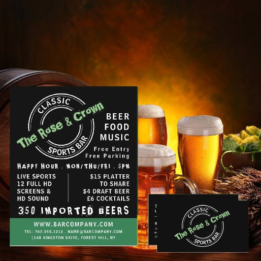 Klassieke Logo sportbalk, Pub/Brewery Adverteren Flyer