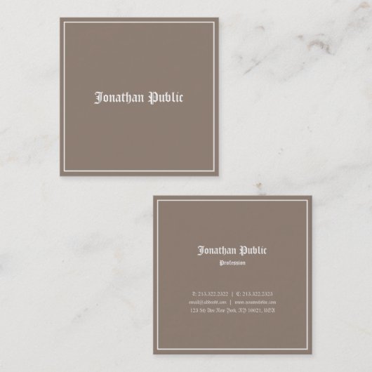 Klassieke look Elegant design Professioneel Nostal Vierkante Visitekaartje (Voorkant / Achterkant)