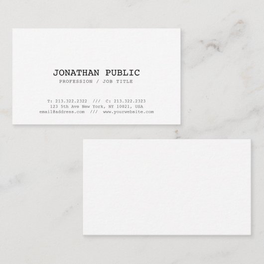 Klassieke look grafisch ontwerp: schoon  wit visitekaartje (Voorkant / Achterkant)