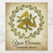 Klassieke look Siciliaanse Trinacria Wijn Etiket (Enkel label)