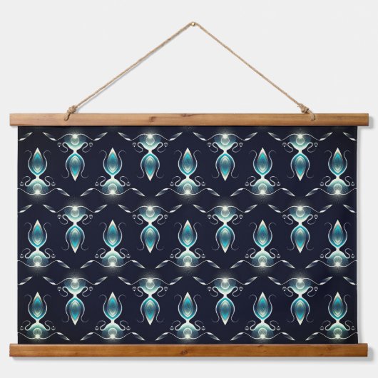 Klassieke look van blauwe Pareltjes met gloeiend l Hangend Wandkleed (Voorkant)