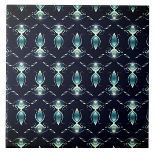 Klassieke look van blauwe Pareltjes met gloeiend l Tegeltje