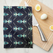 Klassieke look van blauwe Pareltjes met gloeiend l Theedoek (Quarter Fold)