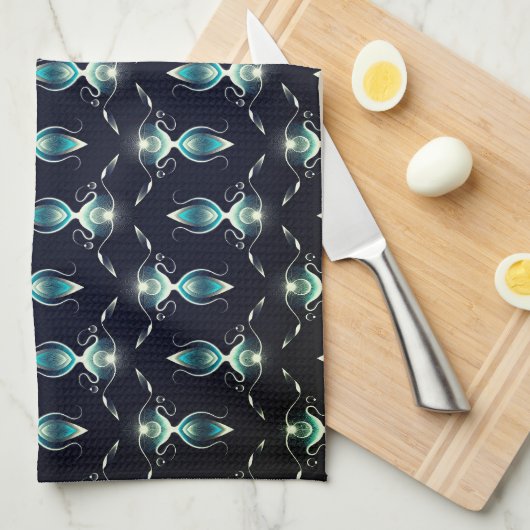 Klassieke look van blauwe Pareltjes met gloeiend l Theedoek (Quarter Fold)