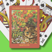 Klassieke Louis Wain Bloemen Katten Gepersonalisee