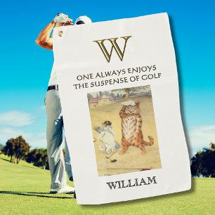 Klassieke Louis Wain Katten Spelen Golf Gepersonal Golfhanddoek