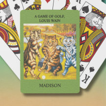 Klassieke Louis Wain Katten Spelen Golf Gepersonal