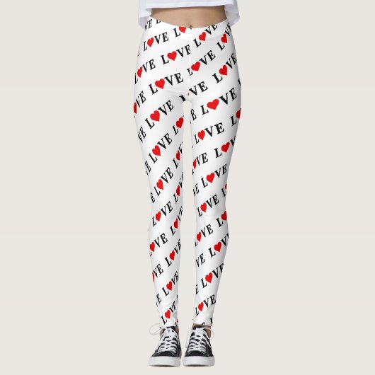 Klassieke LOVE Heart Motif Pattern Elegant Leggings (Voorkant)