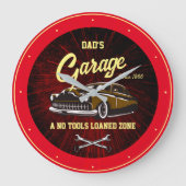 Klassieke low-Rider Garage naam Slogan Black Red Grote Klok (Voorkant)