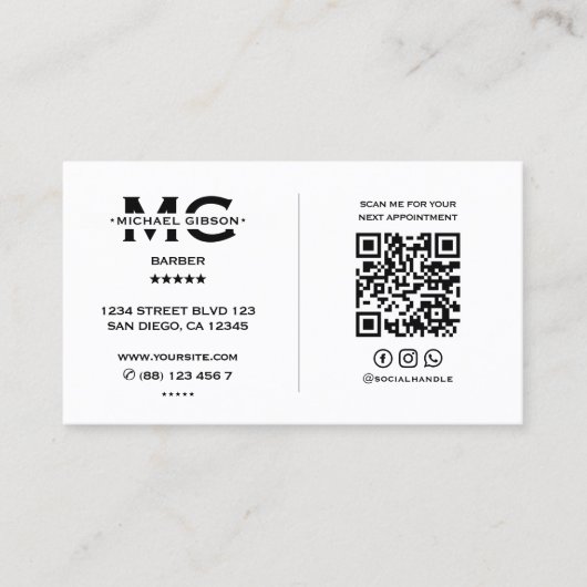 Klassieke Loyaliteit Reizen Barber Pool Minimal Wh Visitekaartje (Voorkant)