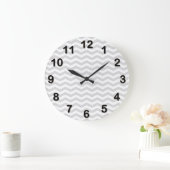 Klassieke lt grijs witte dun Chevron Zig-Zag patro Grote Klok (Huis)