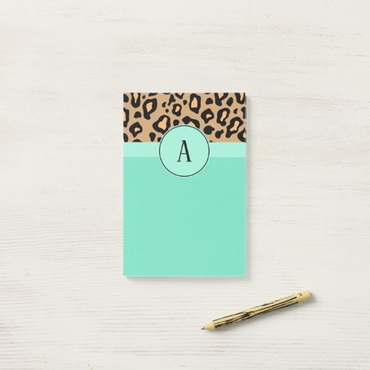 Klassieke Luipaard Monogram Post It Notities Post-it® Notes (Op bureau)