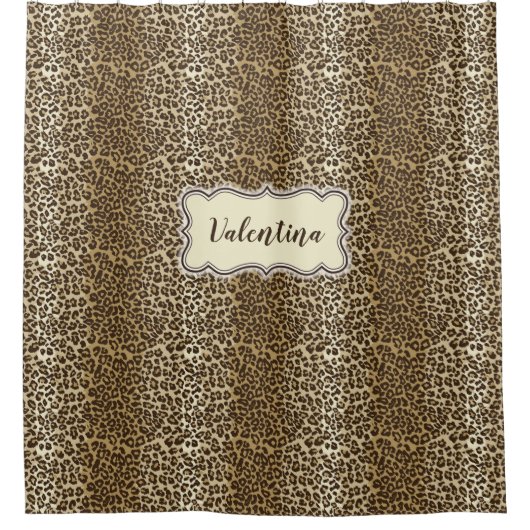 Klassieke luipaard patroon met aangepaste naam douchegordijn (Voorkant)