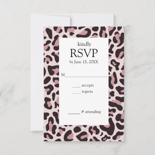 Klassieke Luipaardprint RoseGoud RSVP Kaart (Voorkant)